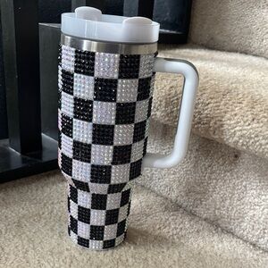 Checkered Rhinestone Tumbler